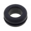 ; Grommet; Ømount.hole: 10mm; Øhole: 7.6mm; rubber; black; FIX&FASTEN
