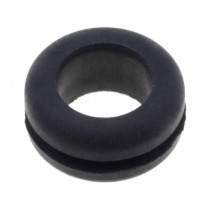 ; Grommet; Ømount.hole: 10mm; Øhole: 7.6mm; rubber; black; FIX&FASTEN