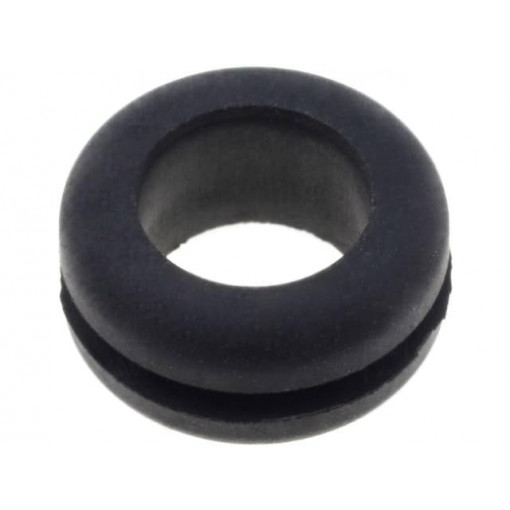 ; Grommet; Ømount.hole: 10mm; Øhole: 7.6mm; rubber; black; FIX&FASTEN