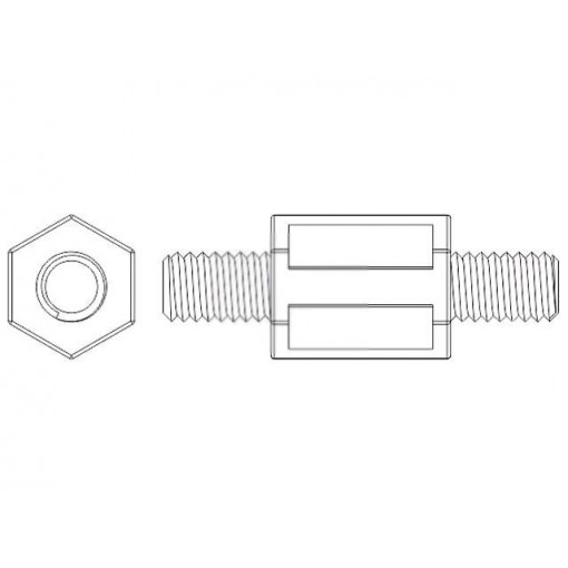 ; Screwed spacer sleeve; hexagonal; polyamide; M3; L: 5mm; FIX&FASTEN