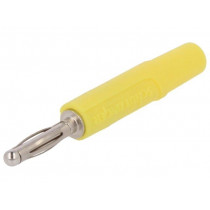 FK 02 L NI/GE; Plug; 2mm banana; 10A; 70VDC; yellow; Plating: nickel plated; Ø: 2mm; SCHÜTZINGER