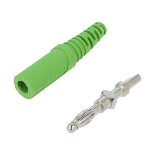 FK 9 L NI/GN; Plug; 4mm banana; 32A; 70VDC; green; non-insulated; SCHÜTZINGER