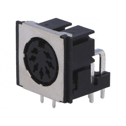 FM6727; Socket; DIN; female; shielded; PIN: 7; Layout: 270°; angled 90°; THT; CLIFF