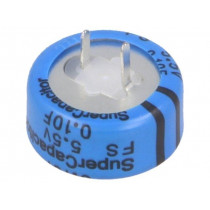 FS0H104ZF; Capacitor: electrolytic; 0.1F; 5.5VDC; ESR: 25Ω; THT; -20÷+80%; KEMET
