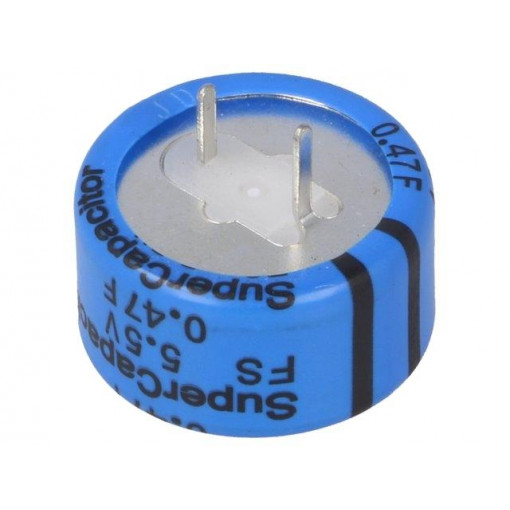FS0H474ZF; Capacitor: electrolytic; 0.47F; 5.5VDC; ESR: 13Ω; THT; -20÷+80%; KEMET