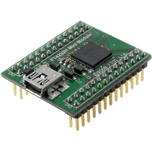 FT4232H MINI MODULE; Module: USB; MPSSE x2,UART x4; USB B mini,pin header; -40÷85°C; FTDI FT4232H MINI MODULE; Module: USB; MPSSE x2,UART x4; USB B mini,pin header; -40÷85°C; FTDI
