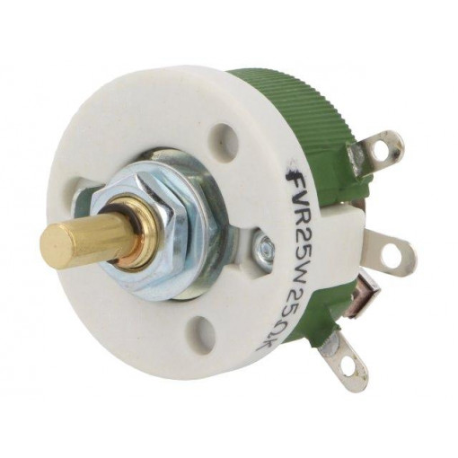 FVR25W-25R; Potentiometer: shaft; single turn; 25Ω; 25W; ±10%; 6mm; wirewound; SR PASSIVES FVR25W-25R; Potentiometer: shaft; single turn; 25Ω; 25W; ±10%; 6mm; wirewound; SR PASSIVES