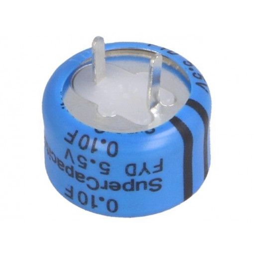 FYD0H104ZF; Capacitor: electrolytic; 0.1F; 5.5VDC; ESR: 100Ω; THT; -20÷+80%; KEMET