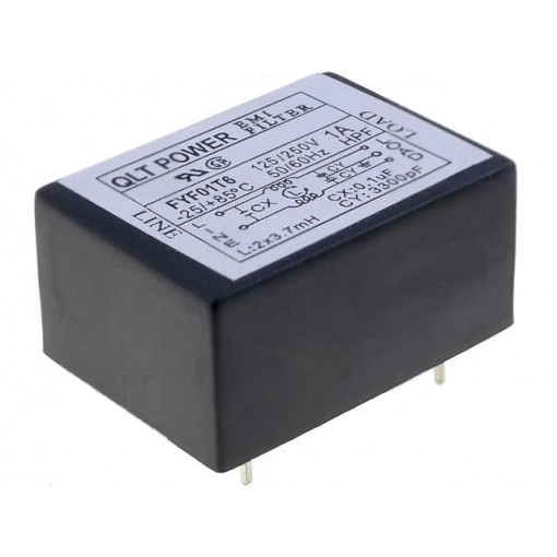 FYF01T6; Filter: anti-interference; 250VAC; Cx: 100nF; Cy: 3.3nF; 3.7mH; THT; QLT POWER