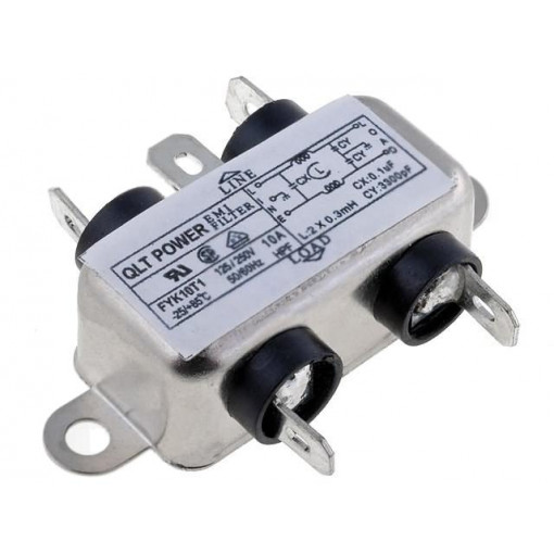 FYK10T1; Filter: anti-interference; 250VAC; Cx: 100nF; Cy: 3.3nF; 0.3mH; QLT POWER