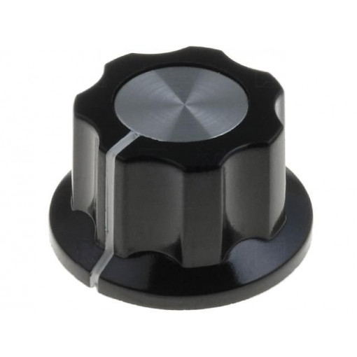 G19-S; Knob; with flange; bakelite; Øshaft: 6.35mm; Ø15.7x11.5mm; silver; SR PASSIVES G19-S; Knob; with flange; bakelite; Øshaft: 6.35mm; Ø15.7x11.5mm; silver; SR PASSIVES