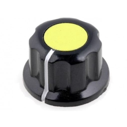 G19-YL; Knob; with flange; bakelite; Øshaft: 6.35mm; Ø16.5x11mm; yellow; SR PASSIVES G19-YL; Knob; with flange; bakelite; Øshaft: 6.35mm; Ø16.5x11mm; yellow; SR PASSIVES