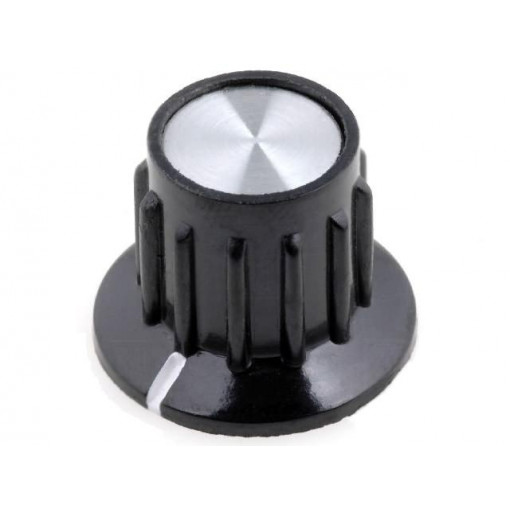 G21-S; Knob; with flange; bakelite; Øshaft: 6.35mm; Ø14.8x15mm; silver; SR PASSIVES