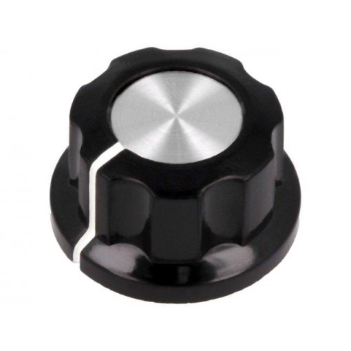 G22-S; Knob; with flange; bakelite; Øshaft: 6.35mm; Ø19x12.7mm; silver; SR PASSIVES