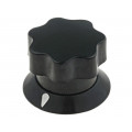 320.621; Knob; with pointer; ABS; Øshaft: 6mm; Ø19x16mm; black; Shaft: smooth; MENTOR