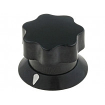 320.621; Knob; with pointer; ABS; Øshaft: 6mm; Ø19x16mm; black; Shaft: smooth; MENTOR 320.621; Knob; with pointer; ABS; Øshaft: 6mm; Ø19x16mm; black; Shaft: smooth; MENTOR