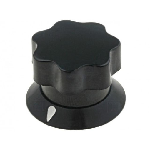 320.621; Knob; with pointer; ABS; Øshaft: 6mm; Ø19x16mm; black; Shaft: smooth; MENTOR 320.621; Knob; with pointer; ABS; Øshaft: 6mm; Ø19x16mm; black; Shaft: smooth; MENTOR