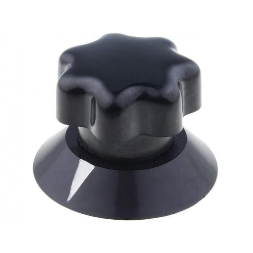 321.611; Knob; with pointer; ABS; Øshaft: 6mm; Ø25x22mm; black; Shaft: smooth; MENTOR 321.611; Knob; with pointer; ABS; Øshaft: 6mm; Ø25x22mm; black; Shaft: smooth; MENTOR