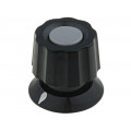 477.61; Knob; with pointer; ABS; Øshaft: 6mm; Ø19x19mm; black; Shaft: smooth; MENTOR