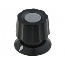 477.61; Knob; with pointer; ABS; Øshaft: 6mm; Ø19x19mm; black; Shaft: smooth; MENTOR 477.61; Knob; with pointer; ABS; Øshaft: 6mm; Ø19x19mm; black; Shaft: smooth; MENTOR
