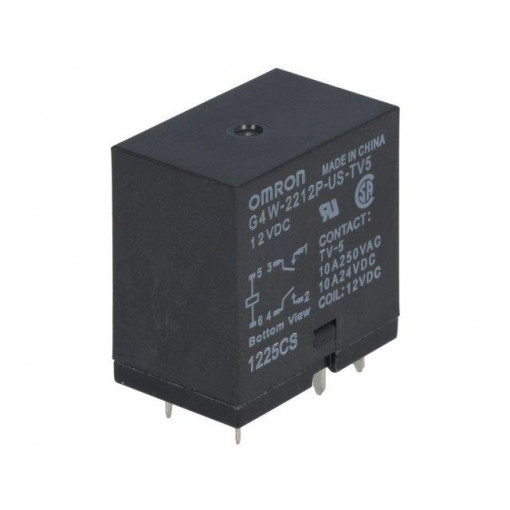 G4W-2212P-US-TV5 12VDC; Relay: electromagnetic; DPST-NO; Ucoil: 12VDC; Icontacts max: 10A; OMRON