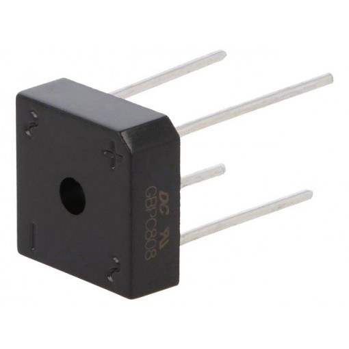 GBPC808; Single-phase bridge rectifier; Urmax: 800V; If: 8A; Ifsm: 240A; DC COMPONENTS