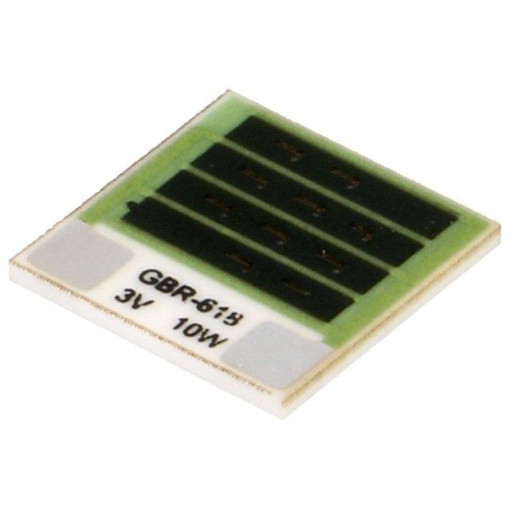 GBR-618-3-10-2; Resistor: thick film; heating; glued; 900mΩ; 10W; 12.7x12.7x1mm; TELPOD