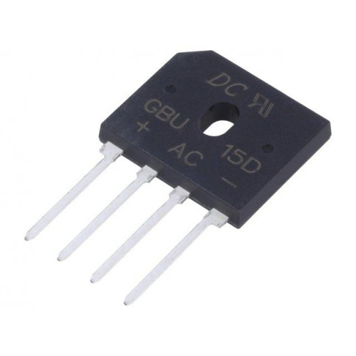GBU15D; Single-phase bridge rectifier; Urmax: 200V; If: 15A; Ifsm: 240A; DC COMPONENTS