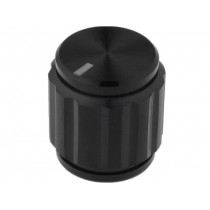 ; Knob; with pointer; aluminium; Øshaft: 6.35mm; Ø15x16.5mm; black; SR PASSIVES ; Knob; with pointer; aluminium; Øshaft: 6.35mm; Ø15x16.5mm; black; SR PASSIVES