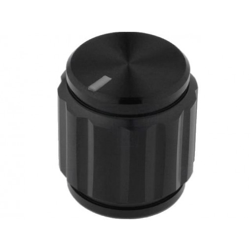 ; Knob; with pointer; aluminium; Øshaft: 6.35mm; Ø15x16.5mm; black; SR PASSIVES ; Knob; with pointer; aluminium; Øshaft: 6.35mm; Ø15x16.5mm; black; SR PASSIVES
