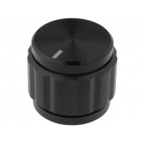 ; Knob; with pointer; aluminium; Øshaft: 6.35mm; Ø22x19mm; black; SR PASSIVES ; Knob; with pointer; aluminium; Øshaft: 6.35mm; Ø22x19mm; black; SR PASSIVES