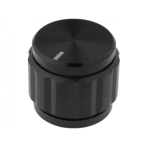 ; Knob; with pointer; aluminium; Øshaft: 6.35mm; Ø22x19mm; black; SR PASSIVES ; Knob; with pointer; aluminium; Øshaft: 6.35mm; Ø22x19mm; black; SR PASSIVES
