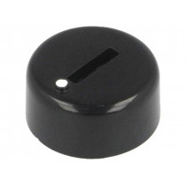 ; Knob; miniature; plastic; Øshaft: 6mm; Ø12x4.5mm; black; push-in; SR PASSIVES ; Knob; miniature; plastic; Øshaft: 6mm; Ø12x4.5mm; black; push-in; SR PASSIVES