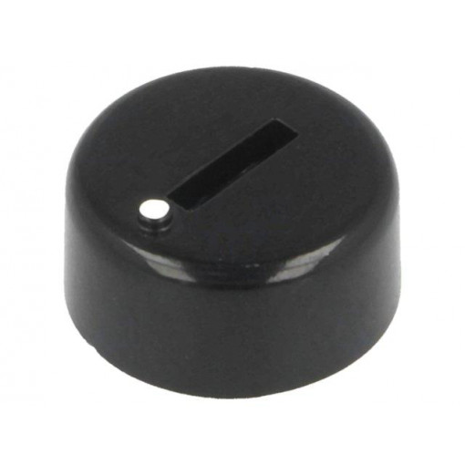 ; Knob; miniature; plastic; Øshaft: 6mm; Ø12x4.5mm; black; push-in; SR PASSIVES ; Knob; miniature; plastic; Øshaft: 6mm; Ø12x4.5mm; black; push-in; SR PASSIVES