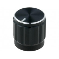 ; Knob; with pointer; aluminium,thermoplastic; Øshaft: 6mm; black; SR PASSIVES ; Knob; with pointer; aluminium,thermoplastic; Øshaft: 6mm; black; SR PASSIVES