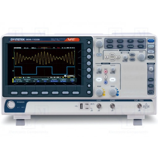 GDS-1102B (CE) 2CH; Oscilloscope: digital; Band: ≤100MHz; Channels: 2; 10Mpts; 1Gsps; GW INSTEK GDS-1102B (CE) 2CH; Oscilloscope: digital; Band: ≤100MHz; Channels: 2; 10Mpts; 1Gsps; GW INSTEK