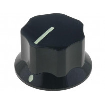 ; Knob; with pointer; bakelite; Øshaft: 6mm; Ø21x15mm; black; SR PASSIVES ; Knob; with pointer; bakelite; Øshaft: 6mm; Ø21x15mm; black; SR PASSIVES