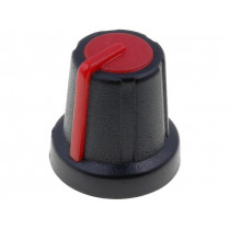 GMN-2RD; Knob; miniature; ABS; Øshaft: 6mm; Ø16x16mm; black; push-in; SR PASSIVES