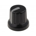GMN-4GY; Knob; miniature,with pointer; ABS; Øshaft: 6mm; Ø16x14mm; black; SR PASSIVES