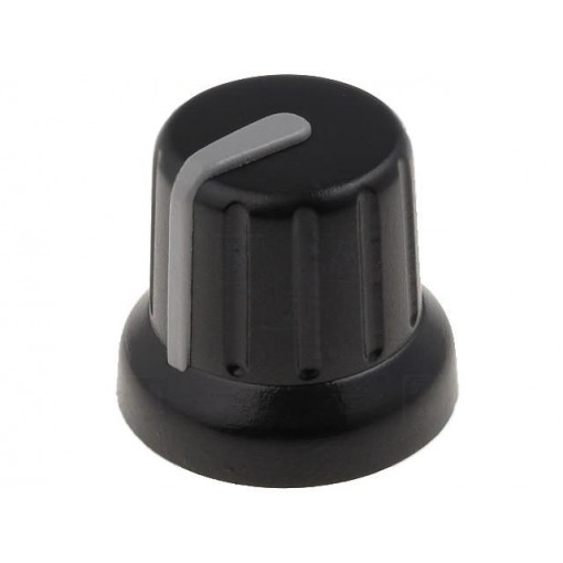 GMN-4GY; Knob; miniature,with pointer; ABS; Øshaft: 6mm; Ø16x14mm; black; SR PASSIVES