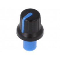 ; Knob; with pointer; ABS; Øshaft: 6mm; Ø16x14.4mm; black; push-in; SR PASSIVES ; Knob; with pointer; ABS; Øshaft: 6mm; Ø16x14.4mm; black; push-in; SR PASSIVES