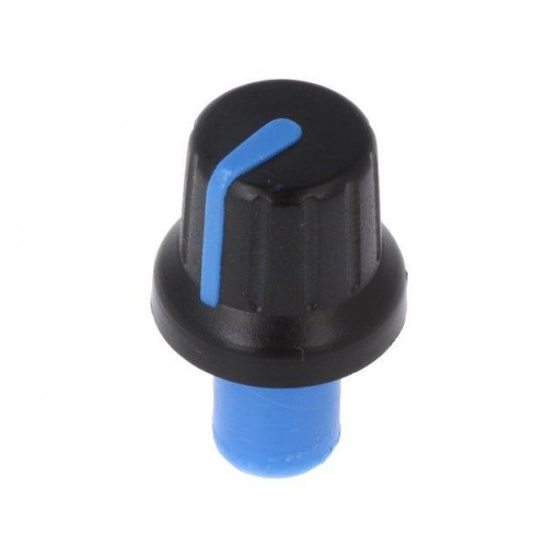 ; Knob; with pointer; ABS; Øshaft: 6mm; Ø16x14.4mm; black; push-in; SR PASSIVES ; Knob; with pointer; ABS; Øshaft: 6mm; Ø16x14.4mm; black; push-in; SR PASSIVES