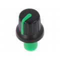 ; Knob; with pointer; ABS; Øshaft: 6mm; Ø16x14.4mm; black; push-in; SR PASSIVES