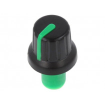 ; Knob; with pointer; ABS; Øshaft: 6mm; Ø16x14.4mm; black; push-in; SR PASSIVES ; Knob; with pointer; ABS; Øshaft: 6mm; Ø16x14.4mm; black; push-in; SR PASSIVES