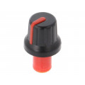 ; Knob; with pointer; ABS; Øshaft: 6mm; Ø16x14.4mm; black; push-in; SR PASSIVES