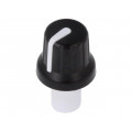 ; Knob; with pointer; ABS; Øshaft: 6mm; Ø16x14.4mm; black; push-in; SR PASSIVES ; Knob; with pointer; ABS; Øshaft: 6mm; Ø16x14.4mm; black; push-in; SR PASSIVES