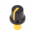 ; Knob; with pointer; ABS; Øshaft: 6mm; Ø16x14.4mm; black; push-in; SR PASSIVES ; Knob; with pointer; ABS; Øshaft: 6mm; Ø16x14.4mm; black; push-in; SR PASSIVES