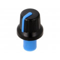 ; Knob; with pointer; ABS; Øshaft: 6mm; Ø16x14.4mm; black; push-in; SR PASSIVES ; Knob; with pointer; ABS; Øshaft: 6mm; Ø16x14.4mm; black; push-in; SR PASSIVES