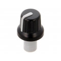 ; Knob; with pointer; ABS; Øshaft: 6mm; Ø16x14.4mm; black; push-in; SR PASSIVES