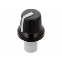 ; Knob; with pointer; ABS; Øshaft: 6mm; Ø16x14.4mm; black; push-in; SR PASSIVES ; Knob; with pointer; ABS; Øshaft: 6mm; Ø16x14.4mm; black; push-in; SR PASSIVES